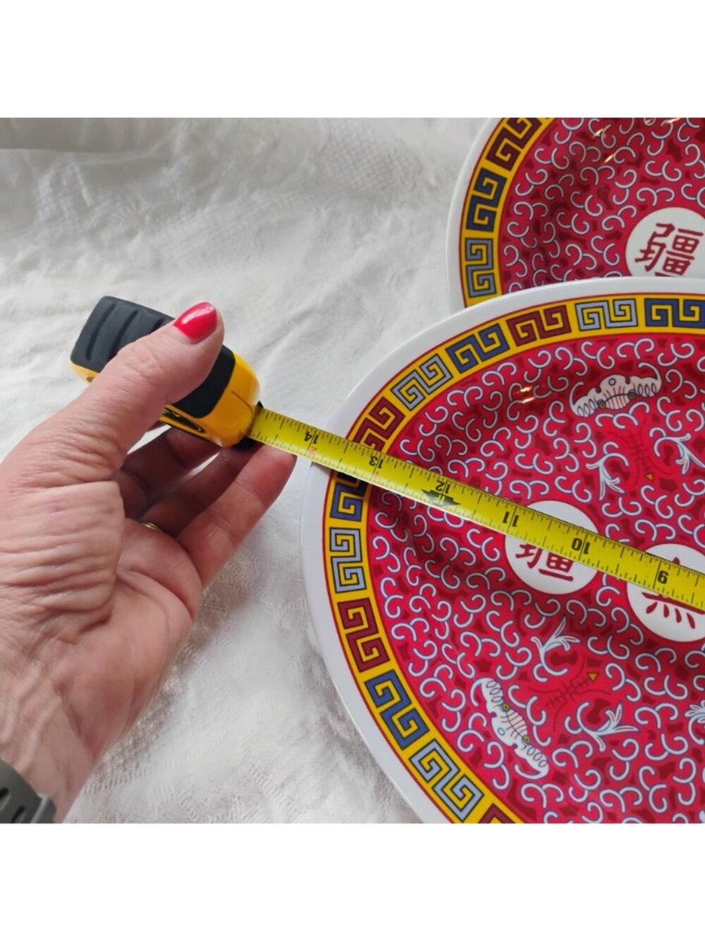 Set Of 3 Vtg Chinese Longevity Pattern Melamine Oval Platters 14" Tar-Hong - Picture 8 of 10